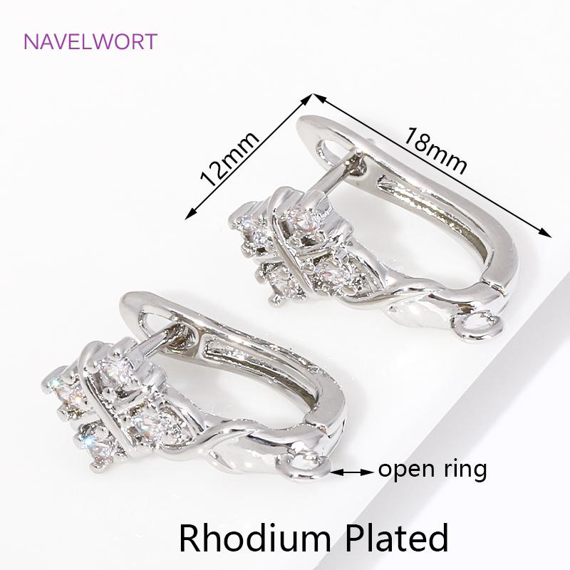 Trendy 18K Gold Plated Shvenzy Earring Hooks,Inlaid Zircon Earring Fixtures,For Jewelry Making DIY Handmade Crafts Wholesale