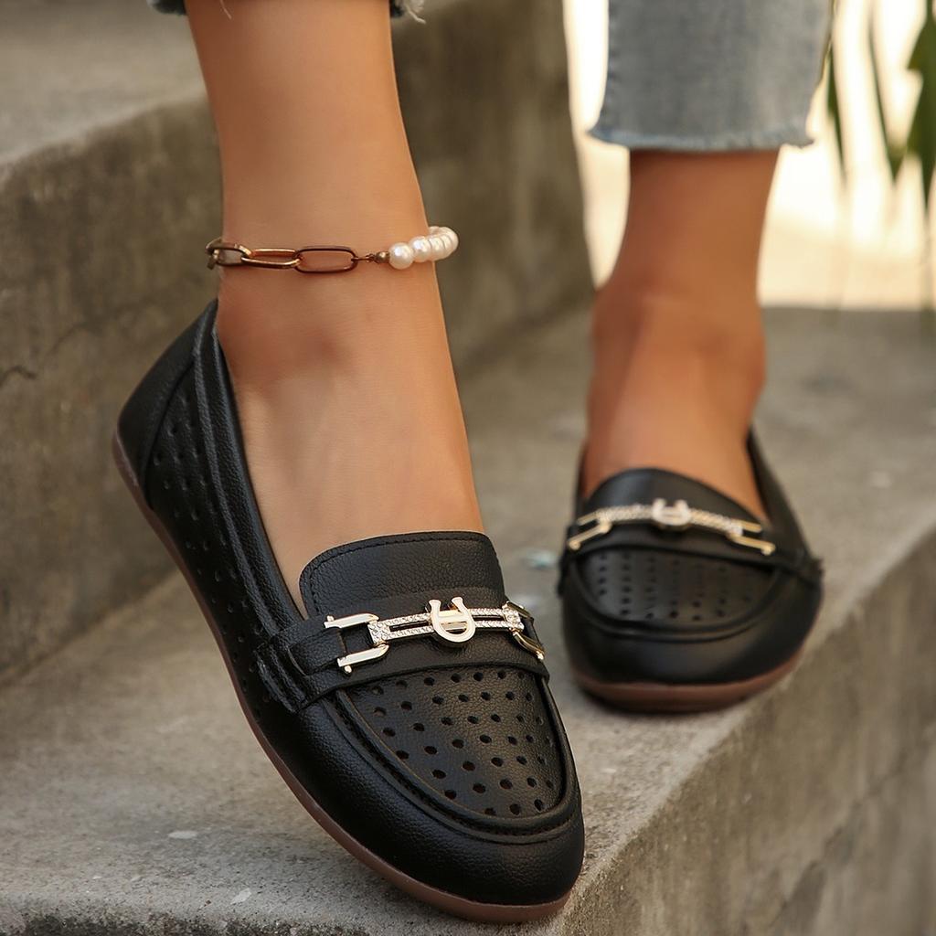 Damen Leder Freizeitschuhe Damen Ausgeschnitten Weiche Loafer Koreanische Version Flache Schuhe Mokassins Damen Luxusmarke Zapatillas Mujer