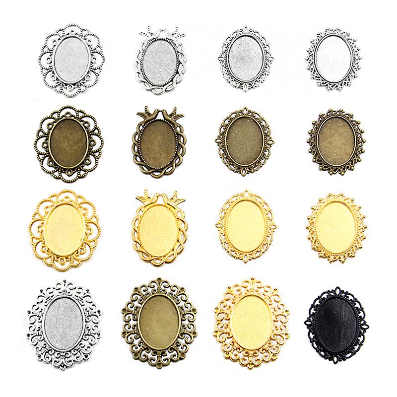 7 Styles 18x25mm Gem Brooch & Pendant Base Holder for DIY Accessories