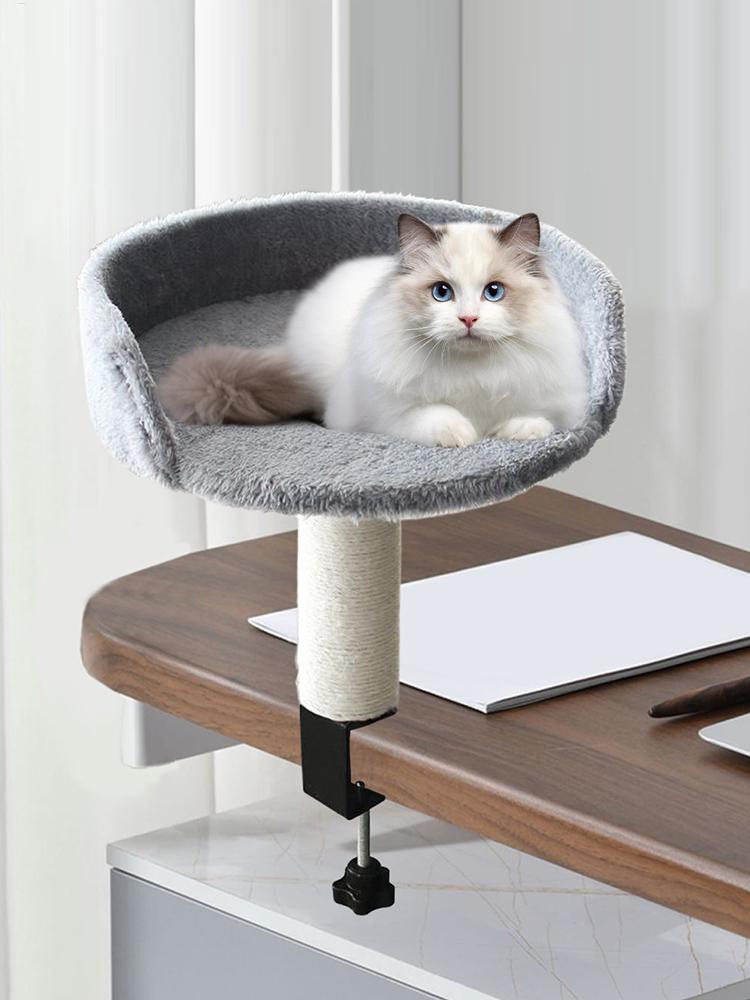 Cat Desk Bed 360 Rotating Hammock for Cat Desk Clamp Kitten Bed for Kittens Pets Animals Indoor Home Apartment Living Room
