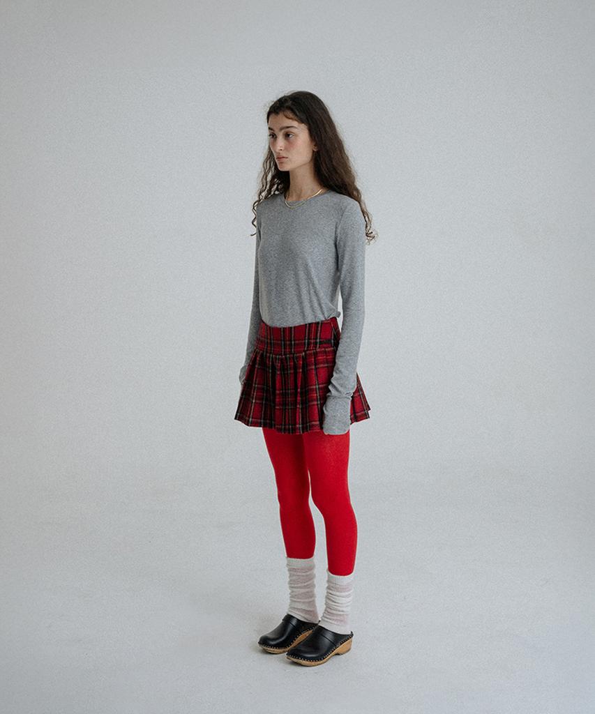 Sunday Fruits Market Sun Pleats Skirt Red Check