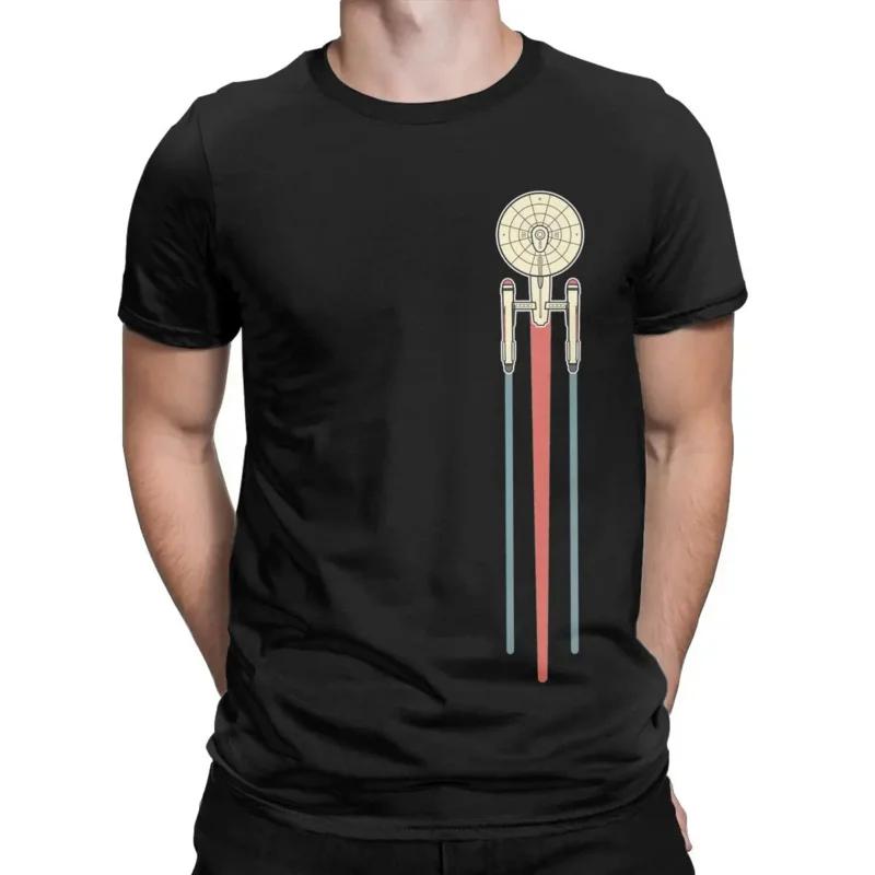 Herren T-Shirts USS Enterprise Staarrs Treks Erstaunliches Reines Baumwoll T-Shirt Kurzarm T-Shirts O-Ausschnitt Tops Übergröße