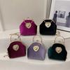 Woman Bag Vintage Chinese Style Velvet Shell Clutch With Chain For Evening Events