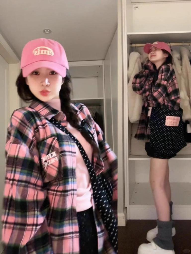 Women's Hong Kong Retro Plaid Loose Long-Sleeve Shirt for Spring/Autumn