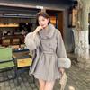 2025 Autumn/Winter Popular Wool Coat for Women with Fluffy Fur Collar and Cuffs