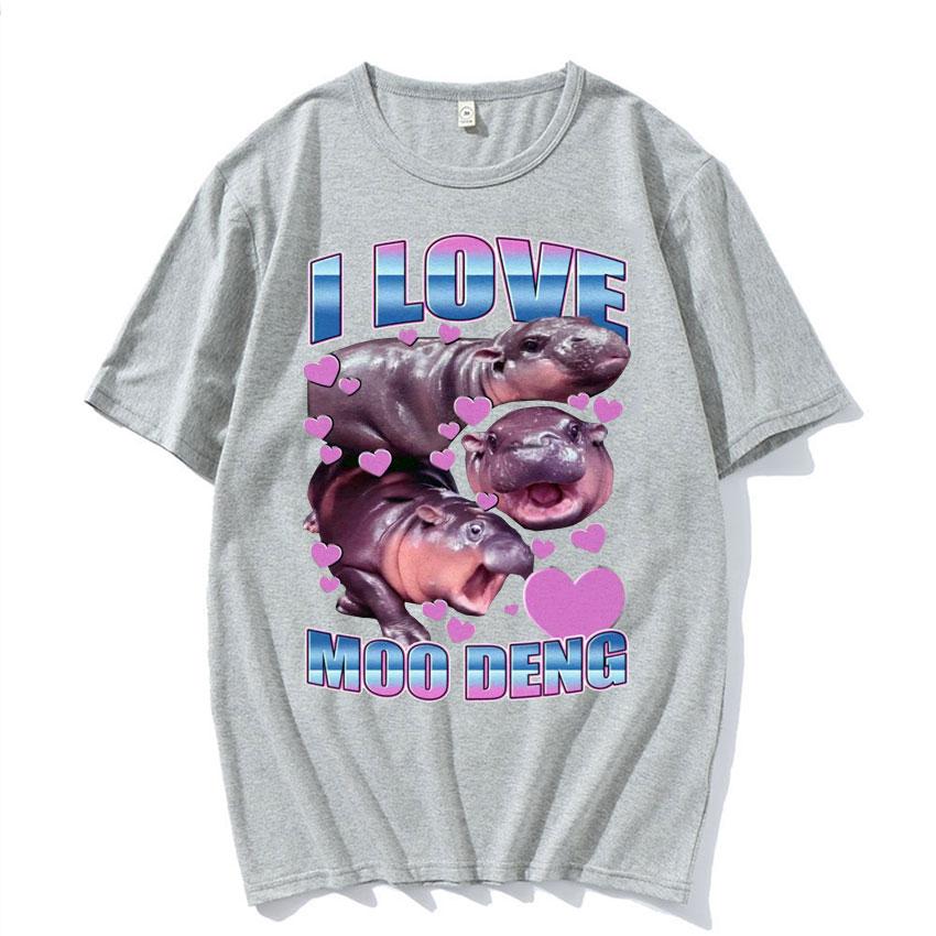 

Funny Meme I Love Moo Deng Cute Baby Hippo Tee Shirt Unisex Fashion Vintage Casual Oversized Tshirt High Quality Cotton T Shirt 4XL