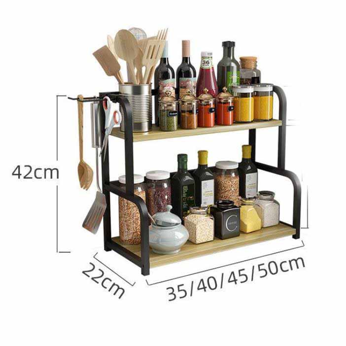 Kitchen Storage Rack Multi Function Adjustable Kitchenware Organizer Tableware Storage Stainless Steel Seasoning Shelf