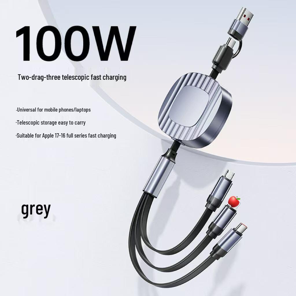 100W Type-C 3-in-1 Fast Charging Cable for Huawei, Android, and Apple Devices