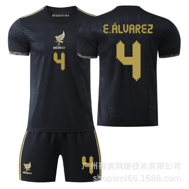 Gold Cup Mexican Children's Football Uniform Edition Black 9 Raul 11 Jimenez No. 4 Jersey Set