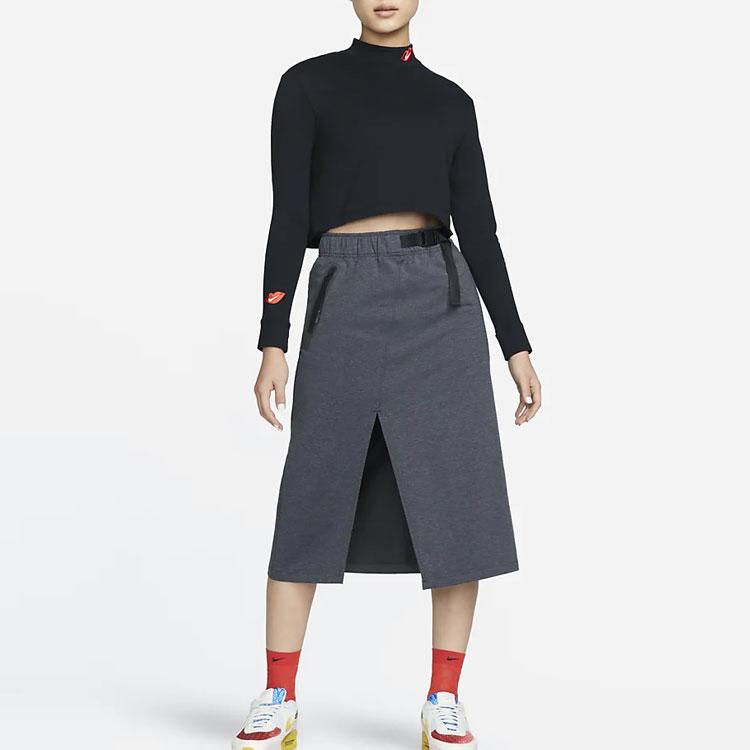 Nike Sportswear Tech Pack A-Line High-Waisted Breathable Split Midi Casual Skirt Women skirts Black DM6169-010