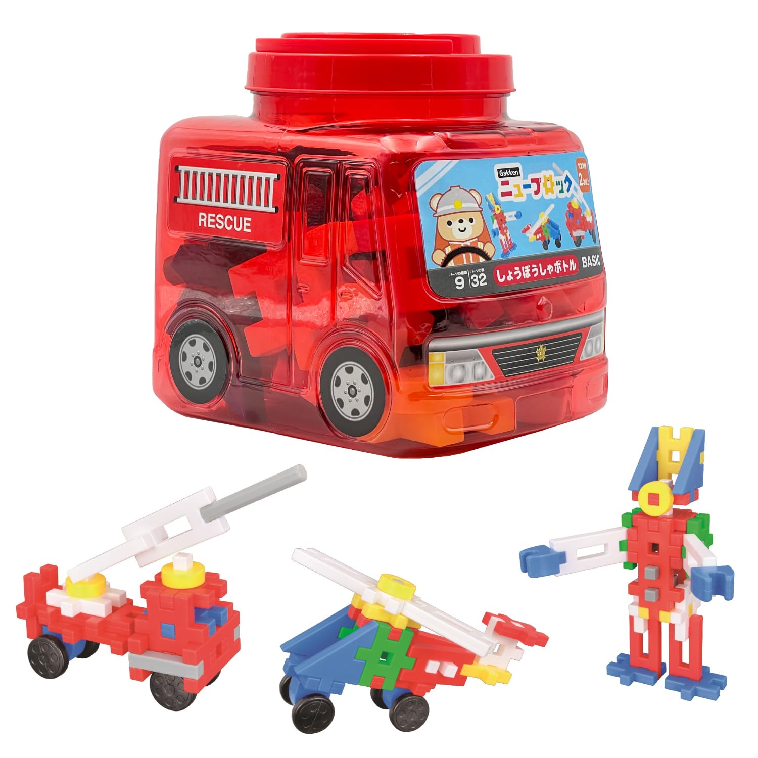 

Gakken New Block Fire Engine Bottle (Ages 2 and up) 83754, 9 Types, 32 Parts