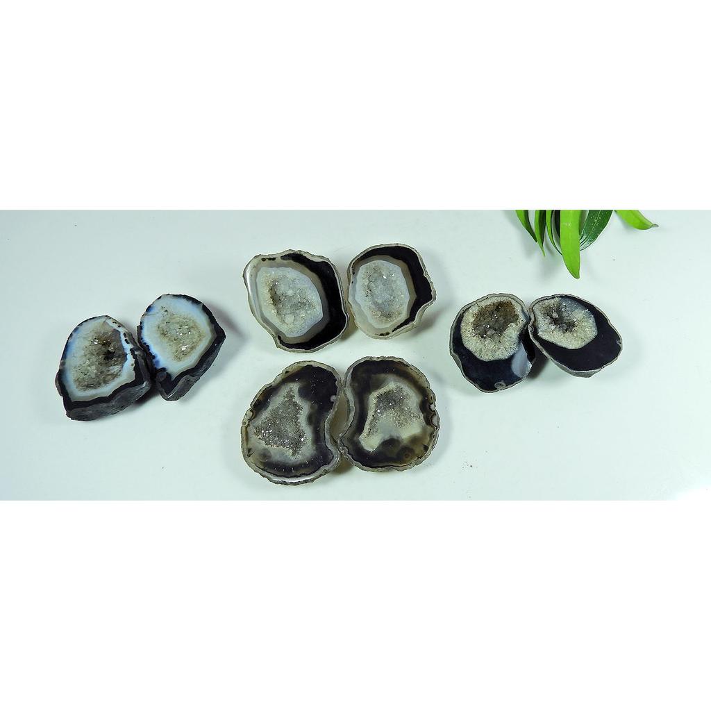 27-34mm Dyed Black Slice Druzy Bowl Matched Pair Loose Gemstone 4 Pair Lot SY-165