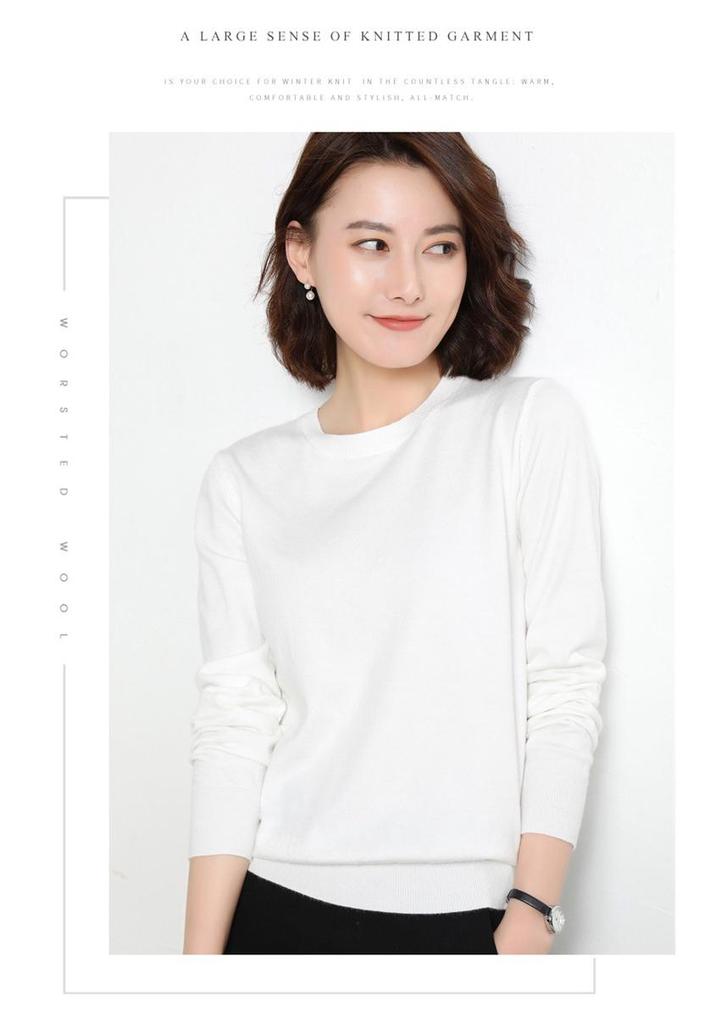Women's Loose Fit Korean Style Round Neck Pullover Sweater, Versatile Base Layer for Spring and Autumn 2023