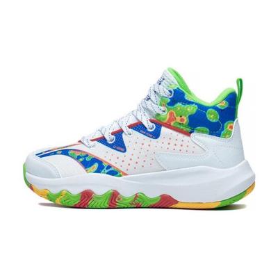 Li Ning Pioneer Primary 3.0 Comfortable Durable Breathable Mid-Top Kids Basketball Shoes Kids Basketball Shoes White Blue Red YKBT006-5