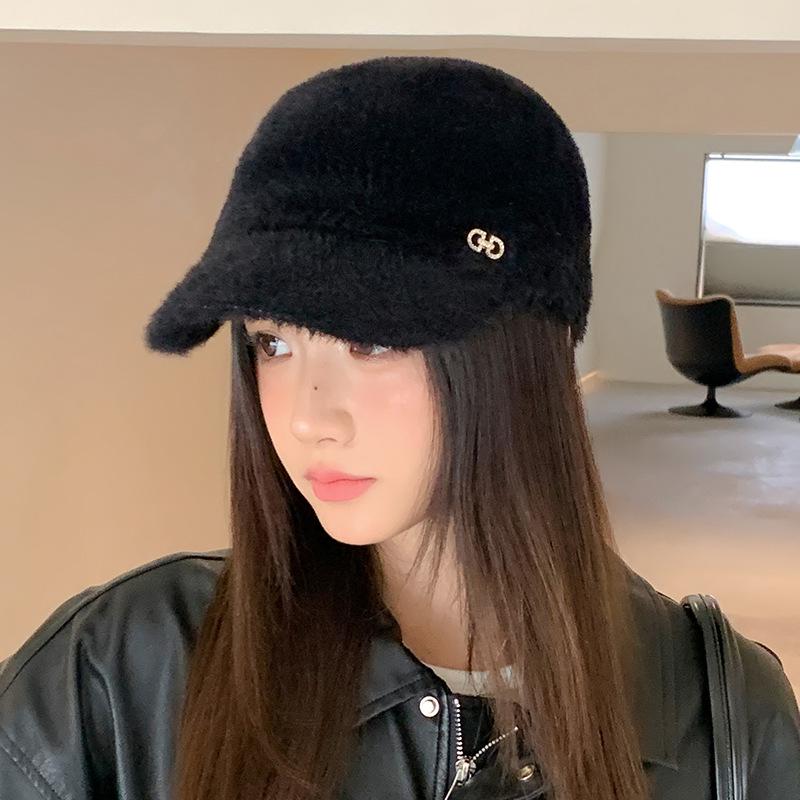 Plüsch-Baseballkappe im koreanischen Stil: Dick, Warm, Winddicht, für Großen Kopfumfang, Perfekt für Herbst- und Winter-Outdoor-Reisen.
