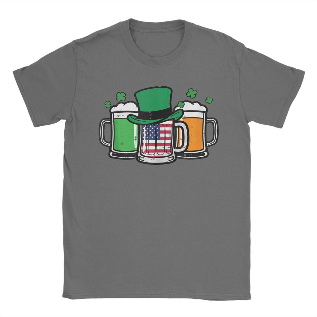 St. Patrick's Day Tasse US-Flagge Saint Pattys Patriotische T-Shirts Unisex Baumwoll-T-Shirt Rundhals-T-Shirts Kurzarm Kleidung Geschenkidee