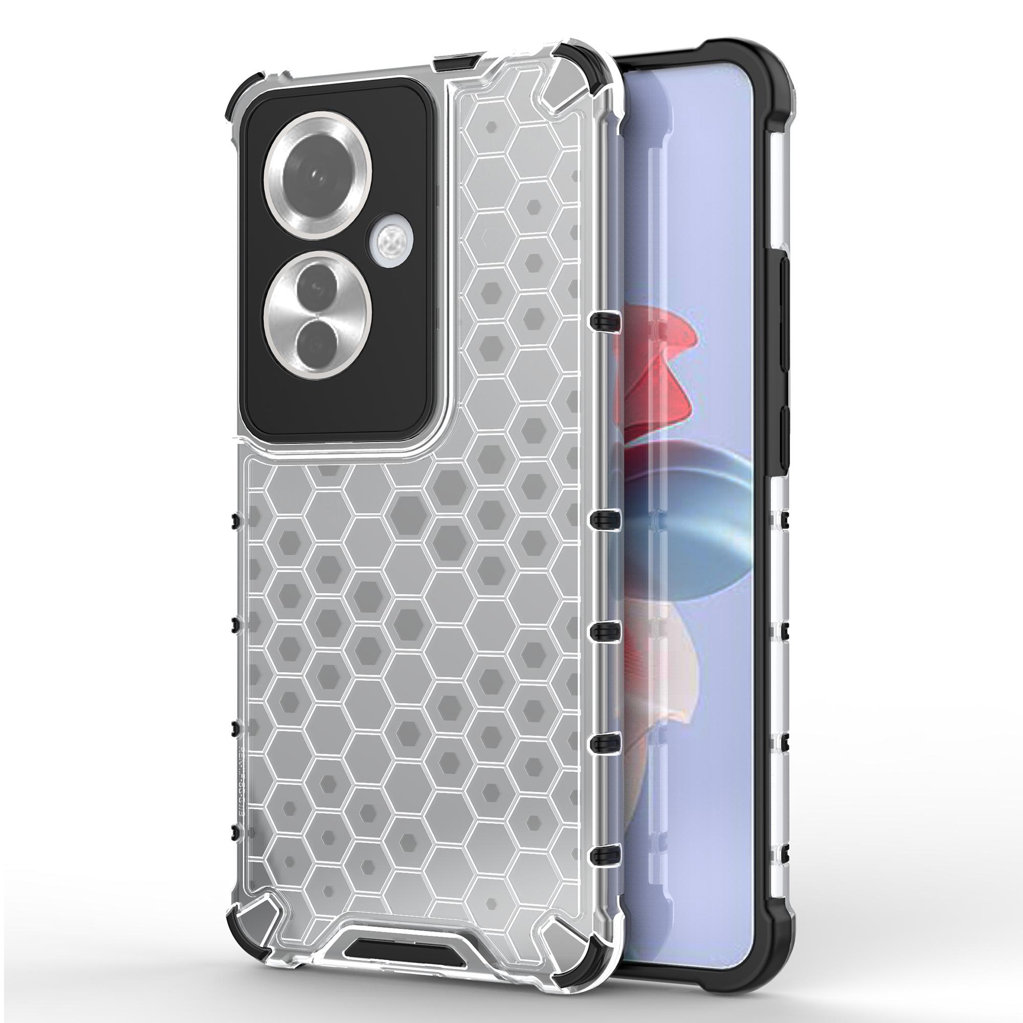 

For Oppo Reno11 F 5G Phone Cover Honeycomb Design Shock-Absorbent Back Case Grey