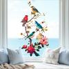 Blumen Vogel auf Ast Statisch Haftend Fensteraufkleber Selbstklebend Abnehmbar Schlafzimmer Wohnzimmer Balkon Glastür Heimdeko Kunst