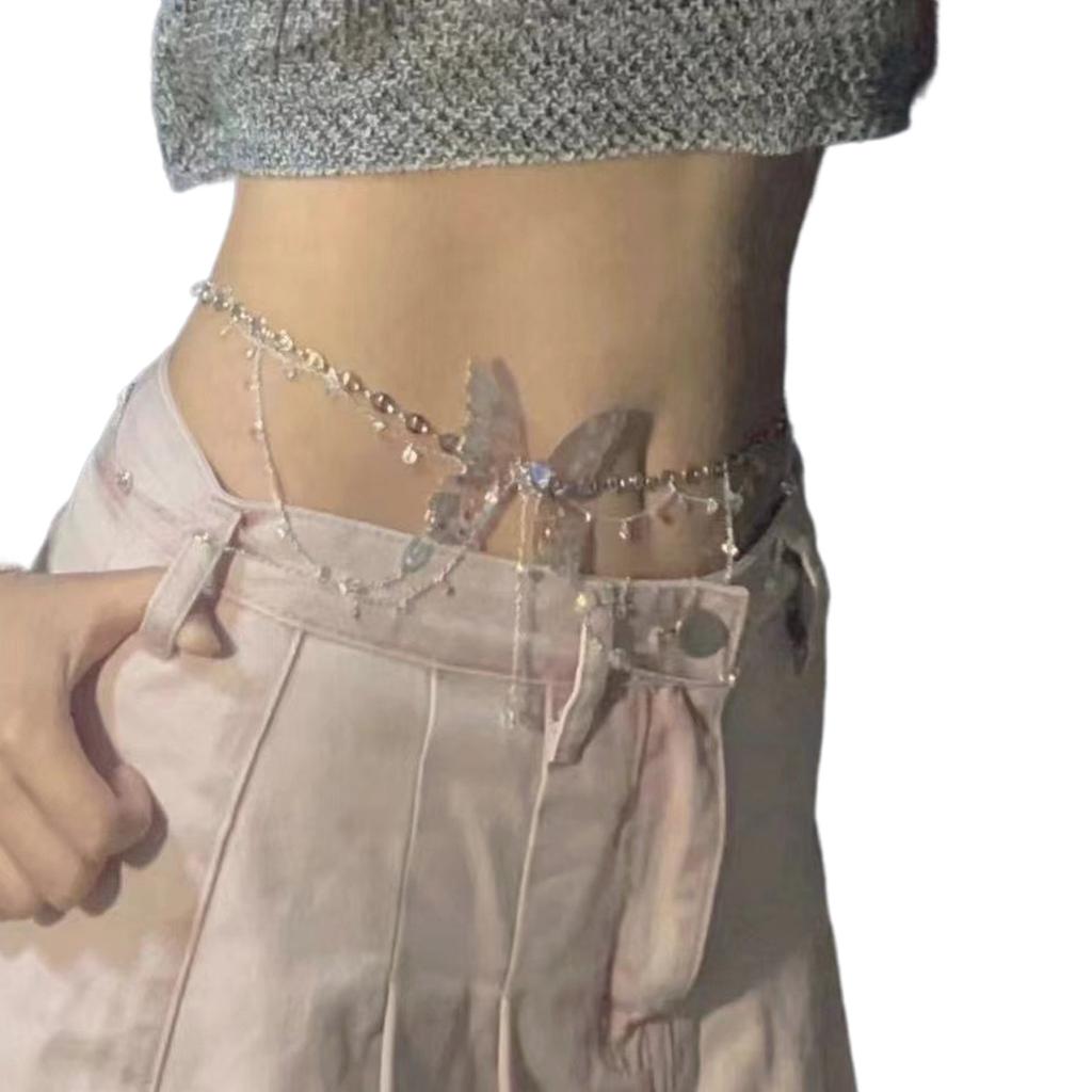 Butterfly Tassels Waist Chain Jewelry Beautiful Butterfly Pendant Waist Chain Jewelry for Women with Tassels Detail