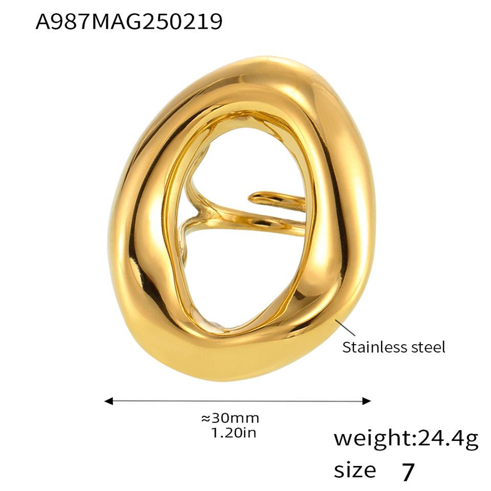 Minimalist Stainless Steel Chunky Rings For Women 18k Gold Plated Hyperbole Women's Ring Female Ring Aesthetic Woman Jewelry