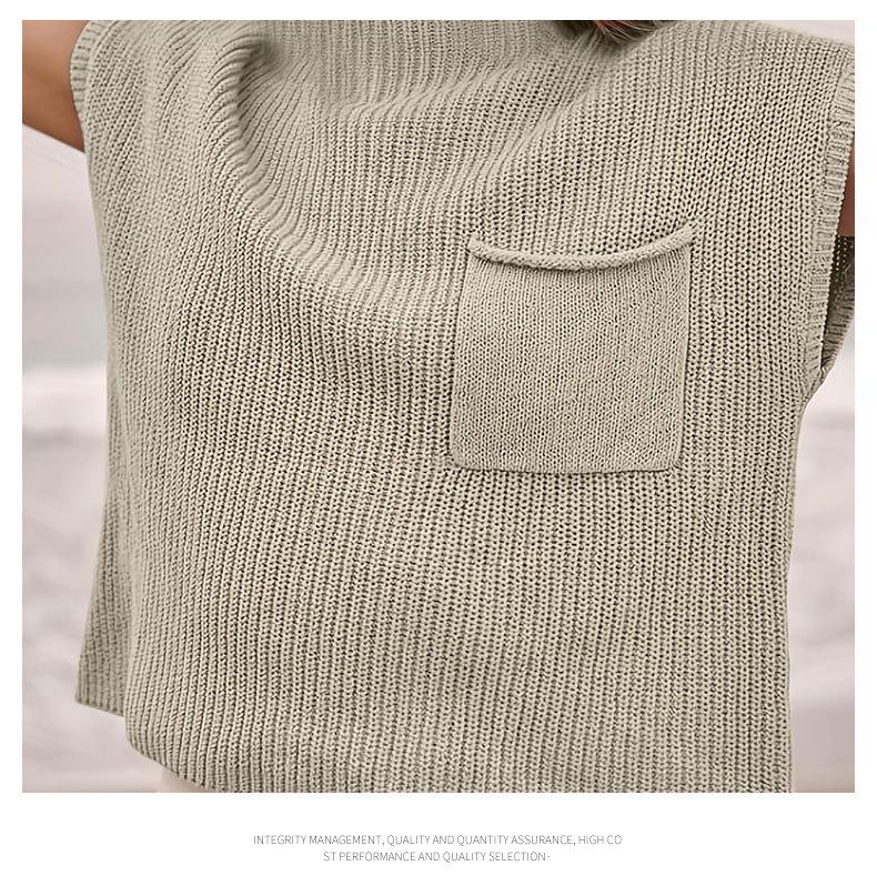 Women's Sleeveless Knitted Pullover: Versatile Round Neck Sweater