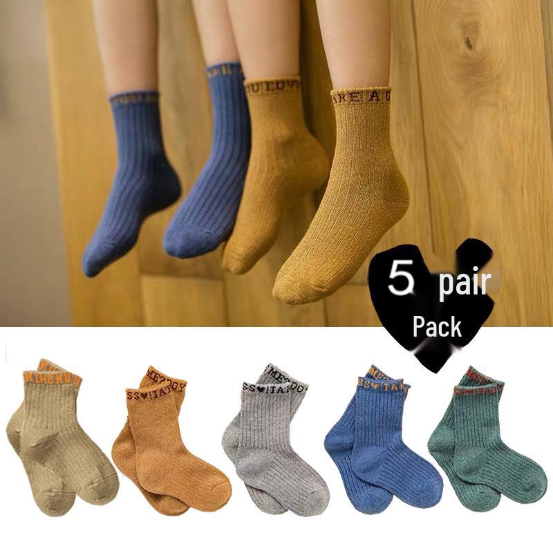 Children's Mid-Calf Cotton Socks - Autumn/Winter Sports & Casual Japanese Style