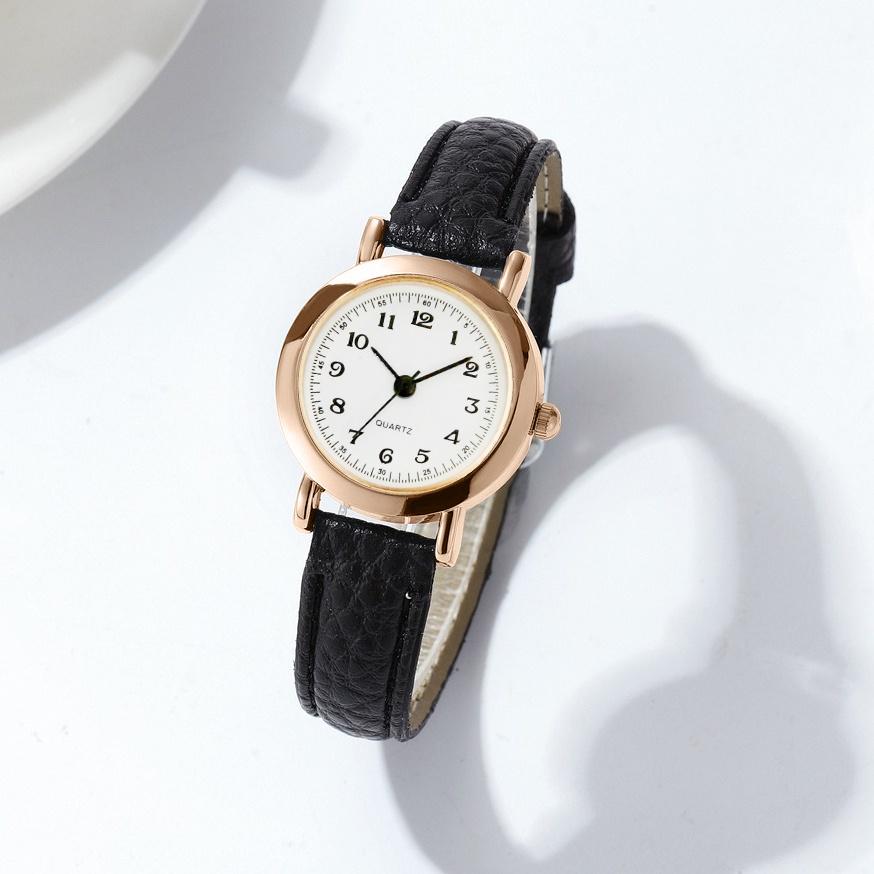Women's Watch Fashion Small Arabic Quartz Watches Leather Band Wristwatches