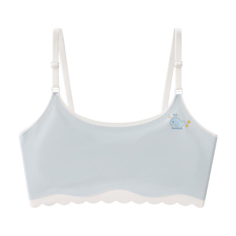 

Подростковый бесшовный бюстгальтер-бандо из ледяного шелка с оборкой и тонкими бретелями M [110-140 lbs] синий