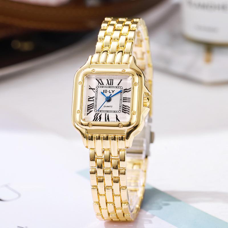 Luxus Damen Fashion Square Uhren Gold Alloy Strap Damen Quarz Armbanduhren Qualitäten Weibliche Römischen Skala Uhr