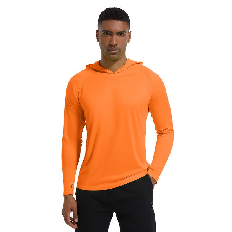 Men's UV Protection Hooded Slim Fit Sun Shirt, UPF50+, for Summer Outdoor Activities Like Beach, Hiking, Climbing, and Fishing.