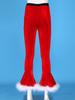 Women's Velvet Christmas Cosplay Faux Fur Adorned Elastic Waist Flare Leg Long Pants Trousers