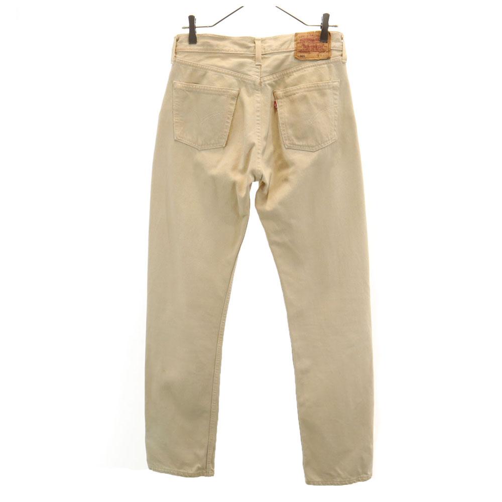 Levi's 90s 501 Euros Straight Cotton Pants W30 Beige Button Fly Men's Used