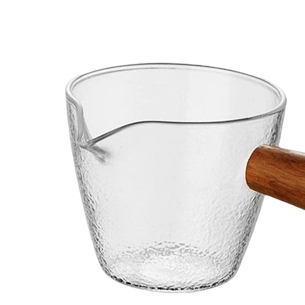 Espresso Measuring Glass with Wood Handle Accessories Heat Resistant milk Glass Cup for Tea Barista Family espresso