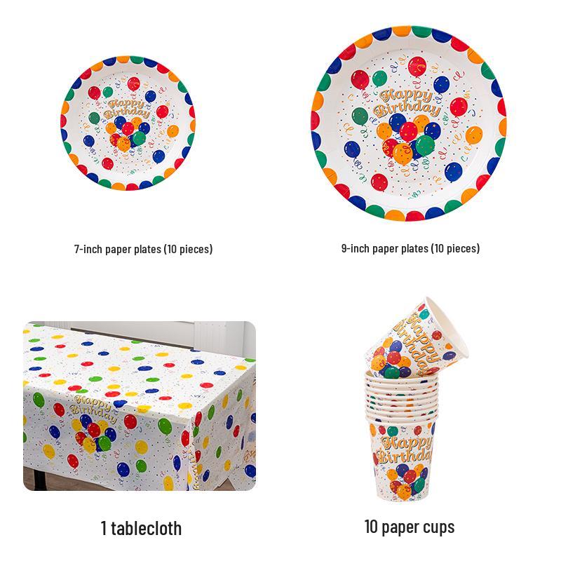 Disposable Party Supplies Set: Paper Plates and Cups for Birthdays and Weddings