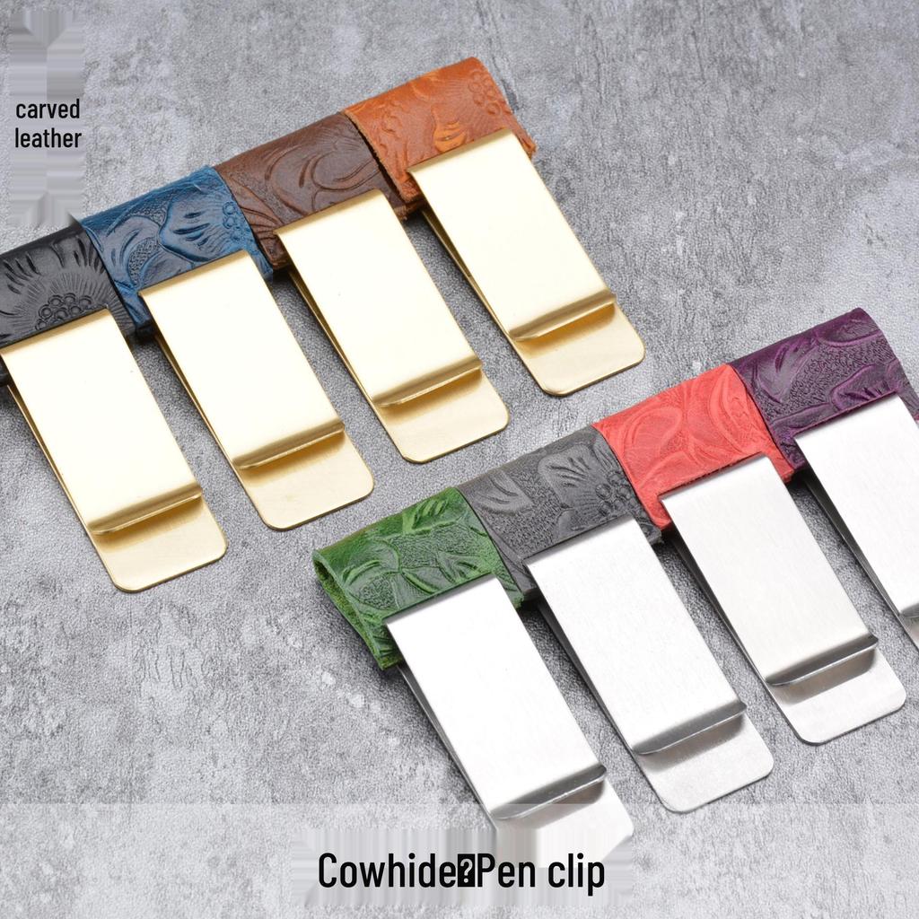 Traveler's Notebook Cowhide Brass Pen Clip - Retro Stainless Steel Sleeve for Metal Crafts