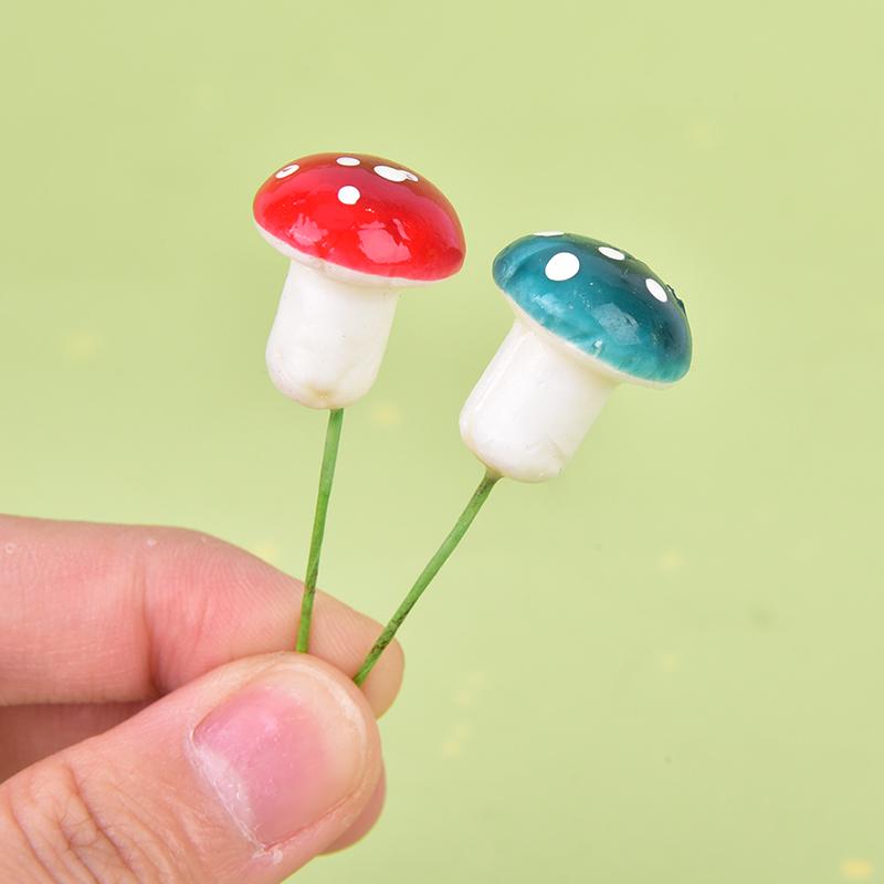 10Pcs Miniature Potted Decor Mushroom Craft Garden Ornament Resin Crafts Moss