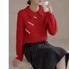 Polo Collar Loose Pullover Autumn and Winter Antique New Top Lazy Chic Knitted Sweater Women's Trend