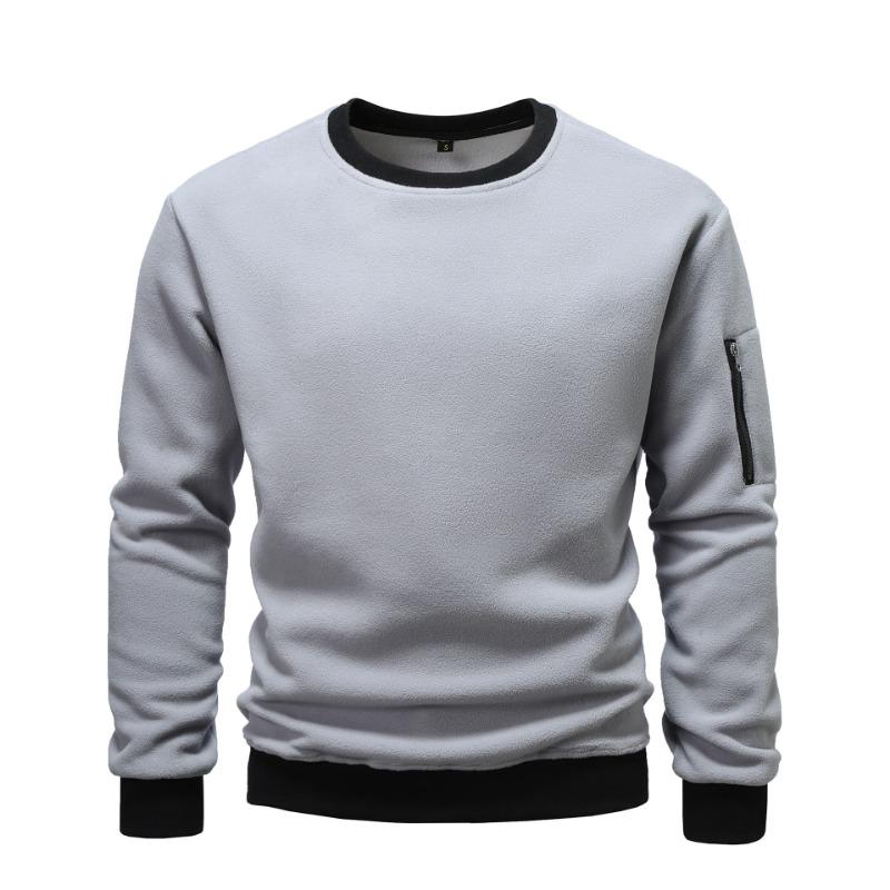 New Autumn and Winter Men's Polar Fleece Casual Solid Color Sweatshirt Youth Fashion Long-sleeved Sports Coat