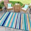 Plastic Tube Outdoor Carpet Sunroom PP Woven Rainbow Floor Mat Motorhome Camping Rugs Picnic Carpet Summer Striped Beach Mat