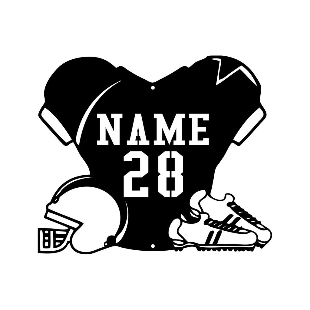Personalized Football Metal Sign, Custom Name Plate, Sports Man Cave Wall Art, Birthday Gift for Him