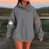 Women's Solid Color Long Sleeve Casual Halloween Print Pullover Hooded Sweatshirt