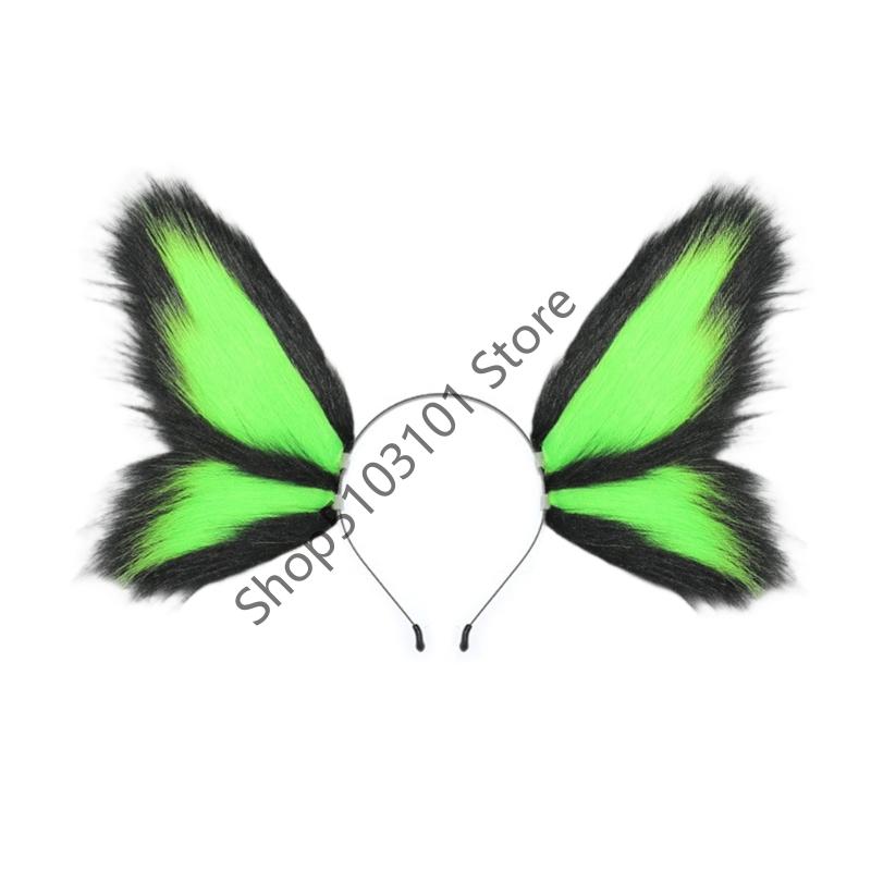 X6HE Adjustable Plush Elf Butterfly Fairies Ear Headpiece For Kids Adult Roleplay Costume Halloween Theme Event Headpiece