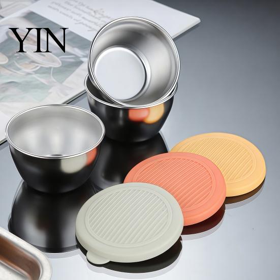 Stackable Sauce Cups for Meal Prep Stainless Steel Cup with Silicone Lid, Reusable Small Portable Salad Dressing Containers Condiment Container,