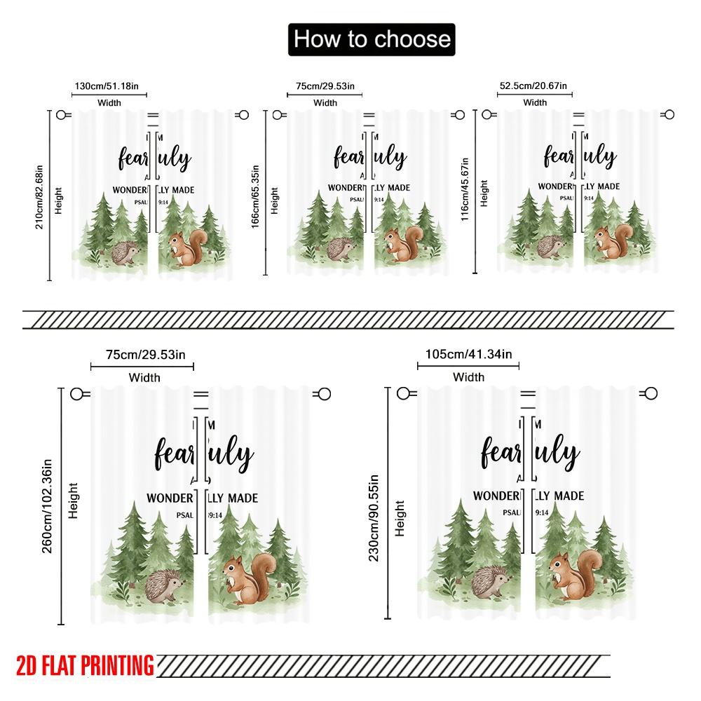 2pcs 2D Flat Printing Curtain Fearfully Wonderfully Made Fabric Without Electricity Festive Curtains Use for Festive Wall Decor