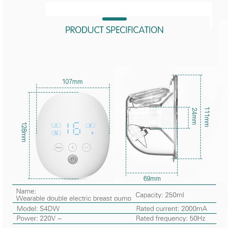 Electric Milk Breast Pump Medical Grade Silicone Double Wearable Electric Breast Pump Hands Free Automatic Breast Pump Messager