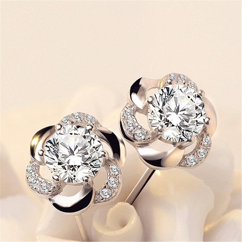 New 925 Sterling Silver Earrings 5A Zircon For Women Exquisite Student Girlfriend Jewelry Accessories Wedding Fashion Gift