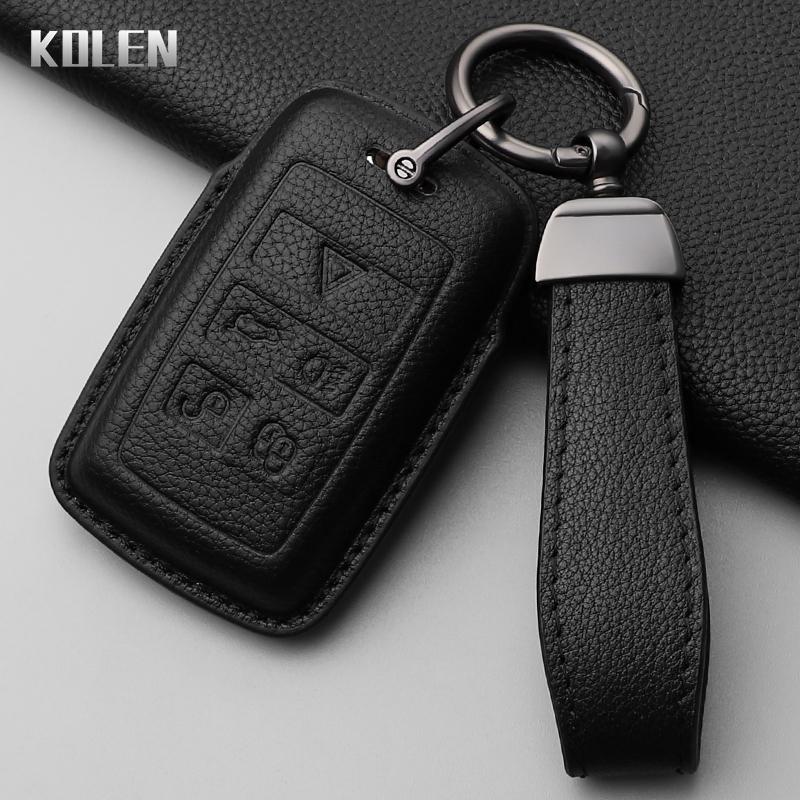 Leather Car Key Case Cover Shell for Land Rover Range Rover Sport Evoque Velar Discovery Jaguar XE XF E-Pace F-Pace XJ Keychain