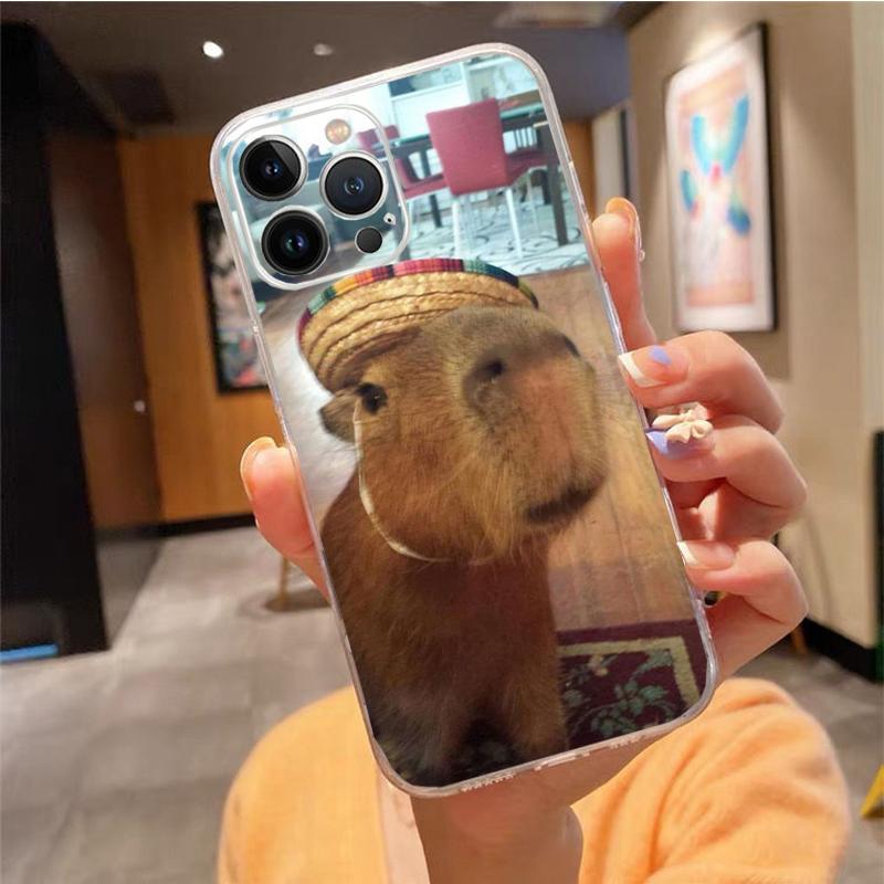 Phone Case For Iphone 15 14 Pro Max 13 12 11 Pro Max XR 12 13 Mini 7 8 14 Plus Cute Animal Capybara Case Funda