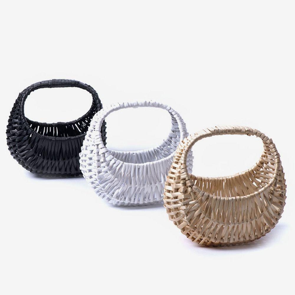 Gift With Handle Flower Basket Half Moon Willow Woven Rattan Basket Hand-held DIY Storage Basket Home Decoration