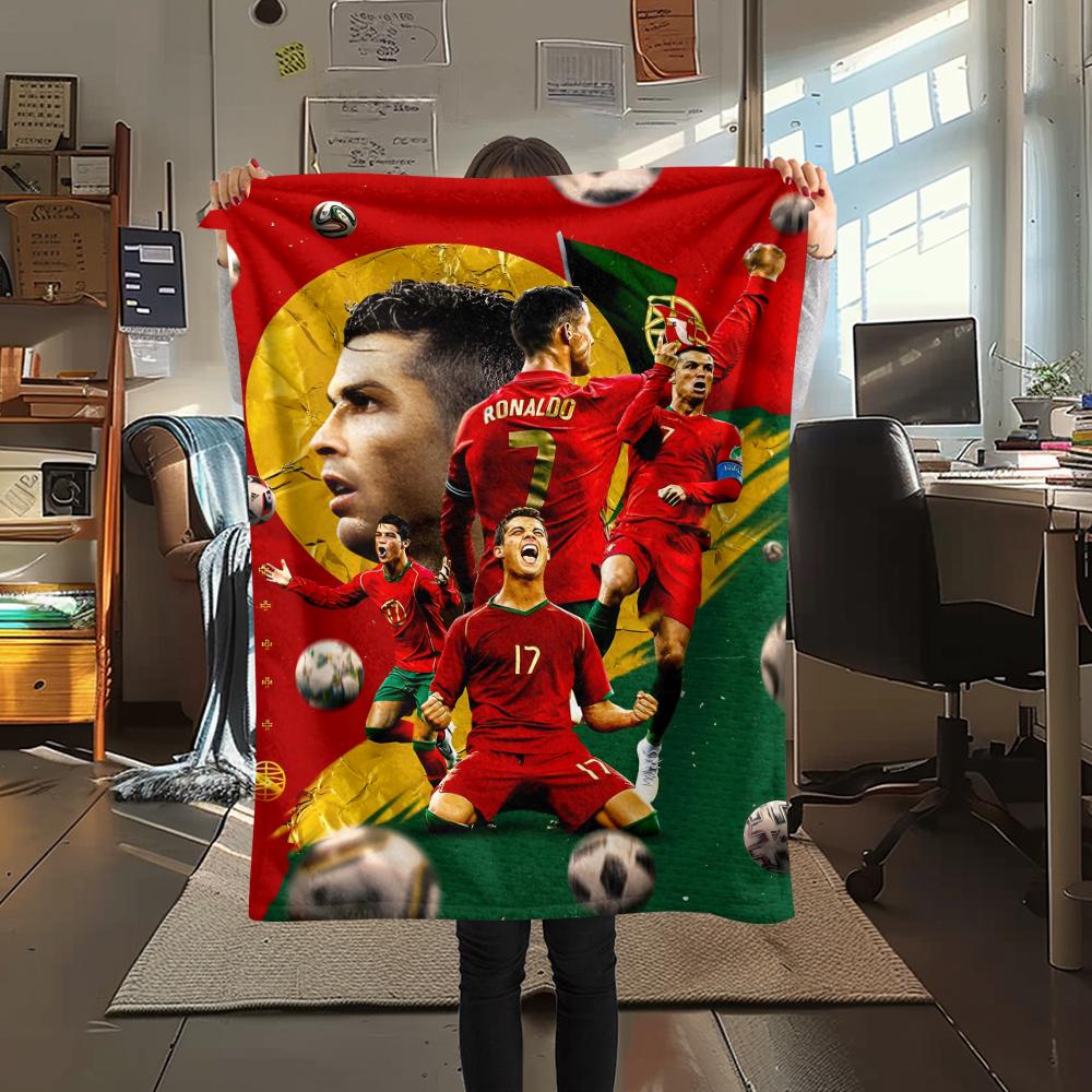 1PC CR7 Print Flannel Blanket, High Quality All Seasons, Home Decor, Warmth and Comfort, Perfect for Christmas Gifts